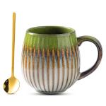 Tvvtuww Coffee Mug, Porcelain 17 oz Large Tea Coffee Cup for Office and Home, Big Mug for Women, Men, Microwave Dishwasher Safe, Ink Wash Green