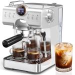 Kndko Espresso Machine with Cold Brew, 20 Bar Espresso Maker with Milk Frother, Stainless Steel Coffee Machine with 1.5L Removable Water Tank, Auto Sleep Mode, for Cappuccino, Latte