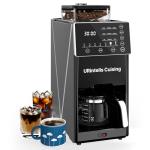 URintells Cuising Coffee Maker with Grinder, 22OZ Drip Coffee Maker with 5 Cup Glass Carafe and Removable Filter, Programmable Hot and Cold Bean to Cup Coffee Machine with Timer, Auto Shut Off