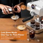 Kndko Espresso Machine with Cold Brew, 20 Bar Espresso Maker with Milk Frother, Stainless Steel Coffee Machine with 1.5L Removable Water Tank, Auto Sleep Mode, for Cappuccino, Latte