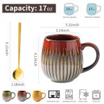 Tvvtuww Coffee Mug, Porcelain 17 oz Large Tea Coffee Cup for Office and Home, Big Mug for Women, Men, Microwave Dishwasher Safe, Ink Wash Green