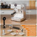 Kndko Espresso Machine with Cold Brew, 20 Bar Espresso Maker with Milk Frother, Stainless Steel Coffee Machine with 1.5L Removable Water Tank, Auto Sleep Mode, for Cappuccino, Latte