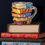 Painted Book Mug 2025 New Novelty Mugs for Book Lovers Gifts Unique Handmade Coffee Mugs Glass 11 0z Cool Funny Bookish Tea Cups Cute Tumblers Books Worm Readers Writers Librarian Gifts Women (1PC)
