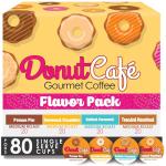 Donut Café - Gourmet Coffee Medium Roast Flavored Variety Pack – Pecan Pie, Coconut Crumble, Salted Caramel, Toasted Hazelnut – Single Serve Coffee Pods for Keurig K Cup Brewers – 80 Count