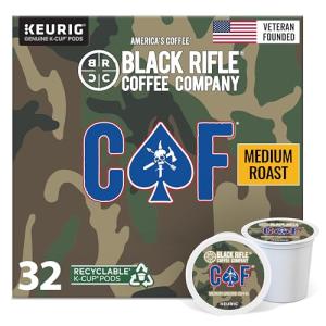 Black Rifle Coffee Company CAF, 32 Count, Medium Roast K Cups - Single Serve K Cups Coffee Pods - Kcup Pods Compatible with Keurig 1.0 & 2.0 - Made from Arabica Beans