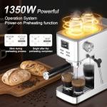 Electactic Espresso Machine 20 Bar, Compact Espresso Coffee Machine with Steam Milk Frother & 47oz Removable Water Tank, Hot Water Function for Home Cappuccino, Latte