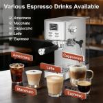 Electactic Espresso Machine 20 Bar, Compact Espresso Coffee Machine with Steam Milk Frother & 47oz Removable Water Tank, Hot Water Function for Home Cappuccino, Latte
