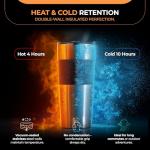 Travel French Press Coffee Maker 15oz Stainless Steel Double-Walled Vacuum Insulated Coffee Mug with Leak-Proof Locking Lid, Keeps Coffee Hot 4 Hrs Portable for Camping, Office, Car, Valentine's Gift