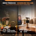 Travel French Press Coffee Maker 15oz Stainless Steel Double-Walled Vacuum Insulated Coffee Mug with Leak-Proof Locking Lid, Keeps Coffee Hot 4 Hrs Portable for Camping, Office, Car, Valentine's Gift