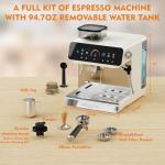 Ollygrin 20 Bar Espresso Machine with Grinder, Espresso Maker with 19 Grinding Settings, Coffee Machine with Pressure Gauge, 94.7Oz Removable Water Tank for Latte & Cappuccino