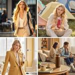 BRBHOM The Original Portable French Press Stainless Steel Coffee Maker Premium Vacuum Insulated Travel Mug Hot & Cold Brew French Presses (OFF-WHITE)