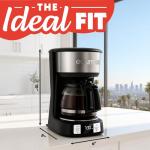 Gourmia Drip Coffee Maker – 5 Cup, One-Touch Brew, Pause & Serve, Adjustable 4 Hr Keep Warm, EZ-View Water Window, Black