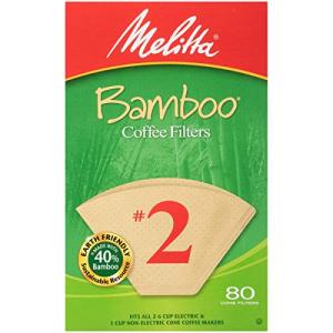 Melitta #2 Cone Coffee Filters, Bamboo, 80 Count