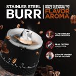 LEBURRY Burr Coffee Grinder - Portable Espresso Grinder with Stainless Steel Conical Mill for Travel, Camping - Cordless/Rechargeable Electric Coffee Bean Grinders with 38 Adjustable Grind Settings