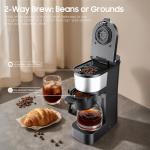 ATSENT Grind and Brew Coffee Maker,Drip Coffee Maker with Grinder Built In,5-Cup Programmable Coffee Machine with Brew Strength,Warming Plate and Multiple Grind Levels for Home & Office