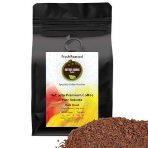 Robusta Premium Coffee | Pure Robusta | Dark Roast | High Caffeine | Low Acid | Fresh Roasted (32oz, Whole Bean)
