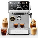 ecozy 4-in-1 Espresso Machine and Coffee Maker Combo with Milk Frother, Cold Brew & Over Ice, Interactive Touch Screen, Stainless Steel, Brezzano Elite Series for Cappuccinos, Lattes, Americanos