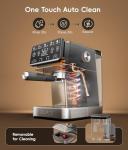 ecozy 4-in-1 Espresso Machine and Coffee Maker Combo with Milk Frother, Cold Brew & Over Ice, Interactive Touch Screen, Stainless Steel, Brezzano Elite Series for Cappuccinos, Lattes, Americanos