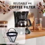 HousesAid Reusable Coffee Filter #4–304 Stainless Steel Permanent Cone Coffee Filter,Metal Coffee Filter Basket for 12 Cup Drip Coffee Makers,Fits Cuisinart&Hamilton Beach(1 Pack)