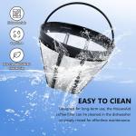 HousesAid Reusable Coffee Filter #4–304 Stainless Steel Permanent Cone Coffee Filter,Metal Coffee Filter Basket for 12 Cup Drip Coffee Makers,Fits Cuisinart&Hamilton Beach(1 Pack)