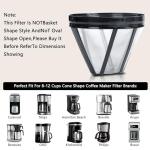 HousesAid Reusable Coffee Filter #4–304 Stainless Steel Permanent Cone Coffee Filter,Metal Coffee Filter Basket for 12 Cup Drip Coffee Makers,Fits Cuisinart&Hamilton Beach(1 Pack)
