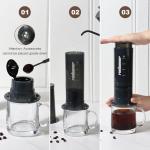 Ranbomer French Press Coffee Maker, 2-in-1 Single Serve K Cup Compatible, Portable Coffee Machine for Ground Coffee, Black, 10 Oz Capacity, for Camping, Travel