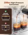 AMZCHEF Espresso Machine with Grinder: 20 Bar Semi Automatic Coffee Machine with 44 Grind Settings, 4-Temperature for Hot & Cold Brew | 8mm Milk Frother for Latte & Cappuccino,Stainless Steel