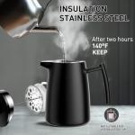 Secura 50oz French Press Coffee Maker – 304 Stainless Steel, Insulated Coffee Press with Extra Filter, Black