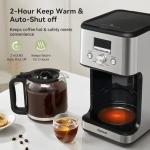 Gevi 14-Cup Programmable Coffee Maker, Drip Coffee Machine with Normal & Strong Brew for Home and Office, Glass Carafe, 2-Hour Keep Warm, Pause & Serve, Auto Shut Off, Silver