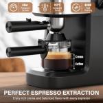 XIXUBX 6 Bar Espresso Machine, 800W Compact Coffee Maker with Stainless Steel Cup Warmer, Steam Milk Frother, Automatic Pressure Relief, Cappuccino & Latte Maker, Black, for Home and Office