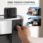 XIXUBX 6 Bar Espresso Machine, 800W Compact Coffee Maker with Stainless Steel Cup Warmer, Steam Milk Frother, Automatic Pressure Relief, Cappuccino & Latte Maker, Black, for Home and Office