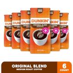 Dunkin' Original Medium Roast Whole Bean Coffee, 12oz, Pack of 6