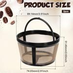 LXUEJIE 2Pcs Reusable Coffee Filter Basket, Gold Mesh Coffee Filter with Handle for Mr. Coffee, Black+Decker, and Most 4-5 Cup Basket-Style Brewers