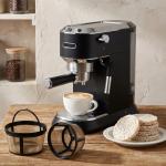 LXUEJIE 2Pcs Reusable Coffee Filter Basket, Gold Mesh Coffee Filter with Handle for Mr. Coffee, Black+Decker, and Most 4-5 Cup Basket-Style Brewers