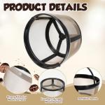 LXUEJIE 2Pcs Reusable Coffee Filter Basket, Gold Mesh Coffee Filter with Handle for Mr. Coffee, Black+Decker, and Most 4-5 Cup Basket-Style Brewers