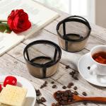 LXUEJIE 2Pcs Reusable Coffee Filter Basket, Gold Mesh Coffee Filter with Handle for Mr. Coffee, Black+Decker, and Most 4-5 Cup Basket-Style Brewers