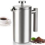 SZHETEFU 12 OZ French Press Coffee Maker, Sturdy Insulated Full Stainless Steel Coffee Press, Mini Small Camping French Presses Maker, 1-2 Cup Teapot for Kitchen Travel Elegant Silver 350ml