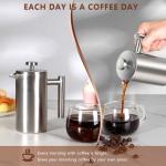 SZHETEFU 12 OZ French Press Coffee Maker, Sturdy Insulated Full Stainless Steel Coffee Press, Mini Small Camping French Presses Maker, 1-2 Cup Teapot for Kitchen Travel Elegant Silver 350ml