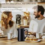 DHPO Ceramic French Press Coffee Maker, 22oz Single Serve Coffee Press with Walnut Wood Lid, Lead-Free, Food Grade Stainless Steel Filter with Dual Screen for Coffee and Loose Tea, Black