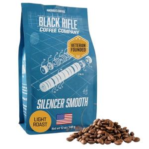 Black Rifle Coffee Company Silencer Smooth, 12oz Bag, Whole Bean Light Roast - Roasted Blend Made from Arabica Beans - Colombian & Brazilian Beans - Veteran Founded & American Made