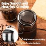 HAUSHOF Coffee Grinder Electric, One Touch Design, Spice, Herb, Grinder for Coffee Bean Spices and Seeds with 1 Removable Stainless Steel Bowl, Dry Grinder-Black