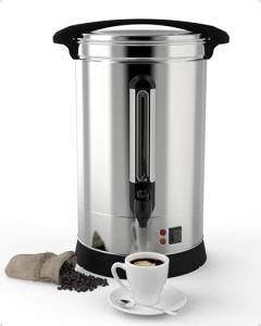 PeacefulHues Commercial 100 Cup Coffee Urn 14L Large Capacity Stainless Steel Coffee Maker with 304 Stainless Steel Barrel, Adjustable Temperature, Food-Grade 304 Hot Coffee/Hot Water Dispenser
