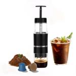 PIQUEBAR Portable Coffee Maker for Ground Coffee & Capsules, Small Espresso Machine Manual French Press Coffee Maker for Travel, Camping