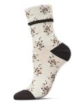 MeMoi Vintage Floral Women's Cotton Blend Ankle Socks Coffee Bean One Size