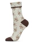 MeMoi Vintage Floral Women's Cotton Blend Ankle Socks Coffee Bean One Size