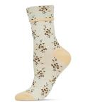 MeMoi Vintage Floral Women's Cotton Blend Ankle Socks Coffee Bean One Size