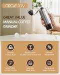 CIRCLE JOY Manual Coffee Grinder with 40 External Adjustable Settings and Ceramic Conical Burr, Portable Stainless Steel Hand Coffee Grinder for Camping, Travel and Espresso