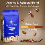 Whole Bean Coffee Medium Roast, Super Crema Arabica and Robusta Blend, Low Acid, Bold & Nutty Flavor, 12oz Bag, Fresh Artisan Roast from Puglia