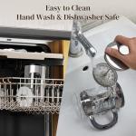 Veken French Press Coffee Maker 34oz 1 L, No Plastic Touching Cafe, Heat Resistant Thickened Borosilicate Glass, Stainless Steel Brewer, Cold Brew Cafetera Teapot for Kitchen Travel Camping, Silver