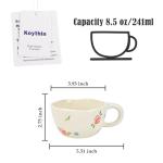 Koythin Ceramic Coffee Mug, Handmade Hot Chocolate Mugs, Cute Cup for Girl Women, Aesthetic Tea Milk Cup with Handle, 8.5 oz/250 ml for Latte, Cocoa, Office, Home (Rose Blue Flower)